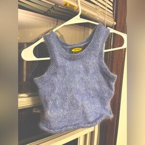 Vintage Mohair 90s/early 2000s Free People Blue Knit Tank Top